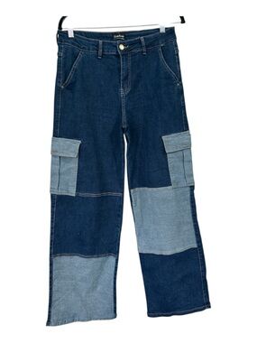 Bebe Two-Tone Patchwork Women’s Jeans - Dark Blue